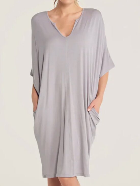 Barefoot Dreams Dresses & Skirts - NEW Barefoot Dreams Luxe Milk Jersey Short Caftan in Pewter